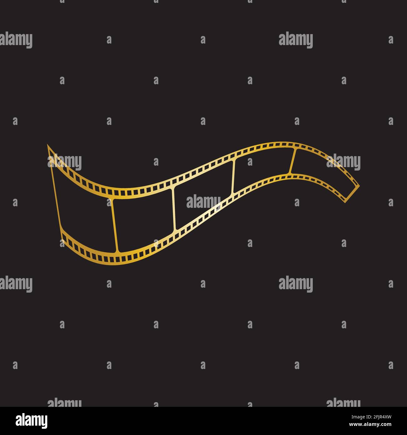 GOLDENER FILMSTREIFEN ISOLIERT AUF SCHWARZEM HINTERGRUND VEKTOR-ILLUSTRATION Stock Vektor