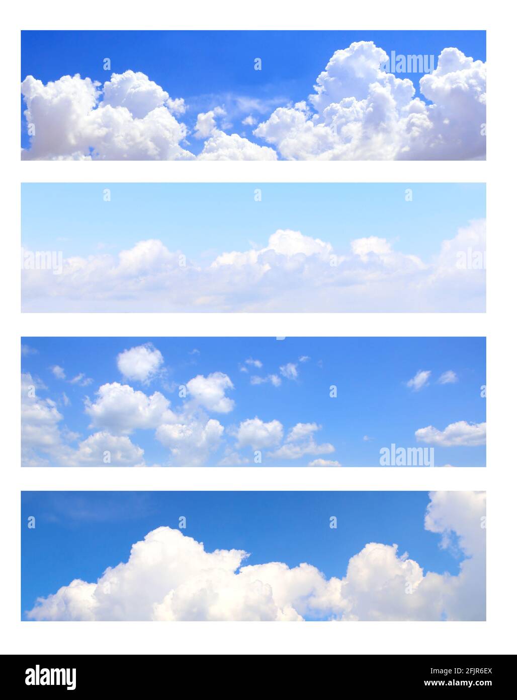 Sammlung von horizontalen Banner mit Naturszenen - weiße Wolken Am blauen Himmel Stockfoto