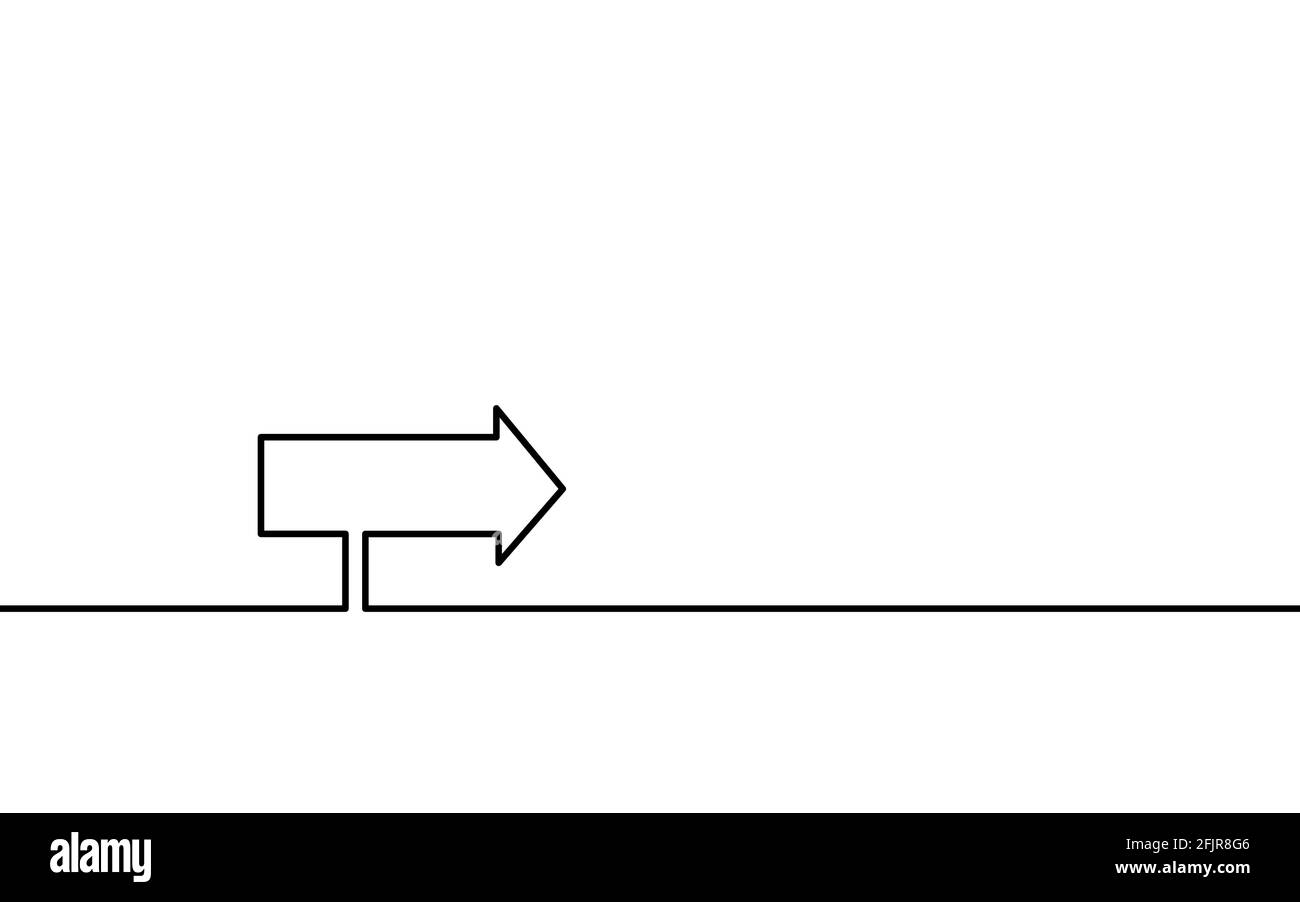 Einzelner Pfeil mit fortlaufender Linie nach rechts. Fahrtrichtungs-Karte Konzeptdesign. Eine Skizze umreißt Vektordarstellung Stock Vektor