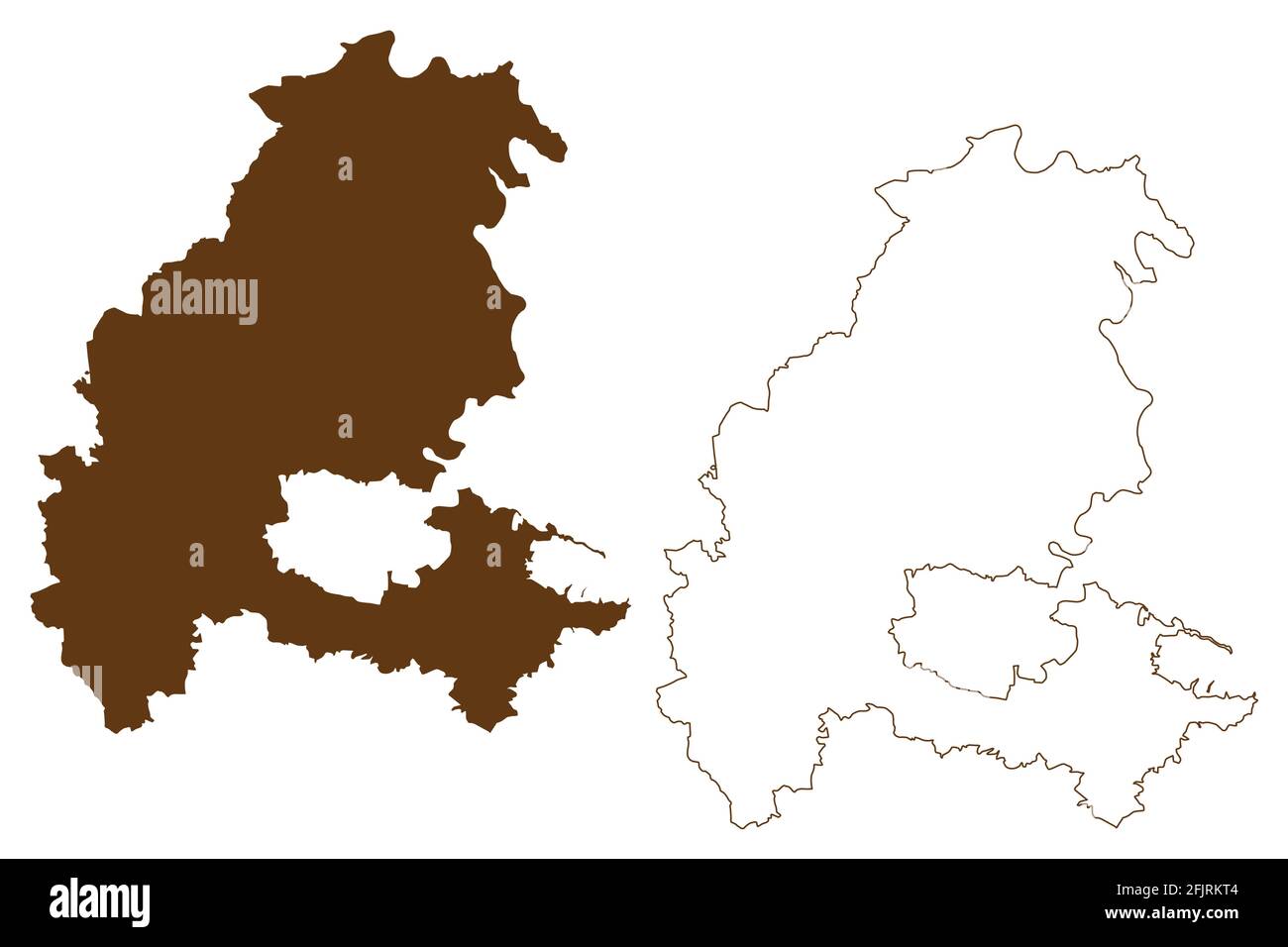 Landkreis Kassel (Bundesrepublik Deutschland, Landkreis Kassel, Bundesland Hessen, Hessen, Hessen, Hessen) Kartenvektordarstellung, Scribble-Skizze S Stock Vektor