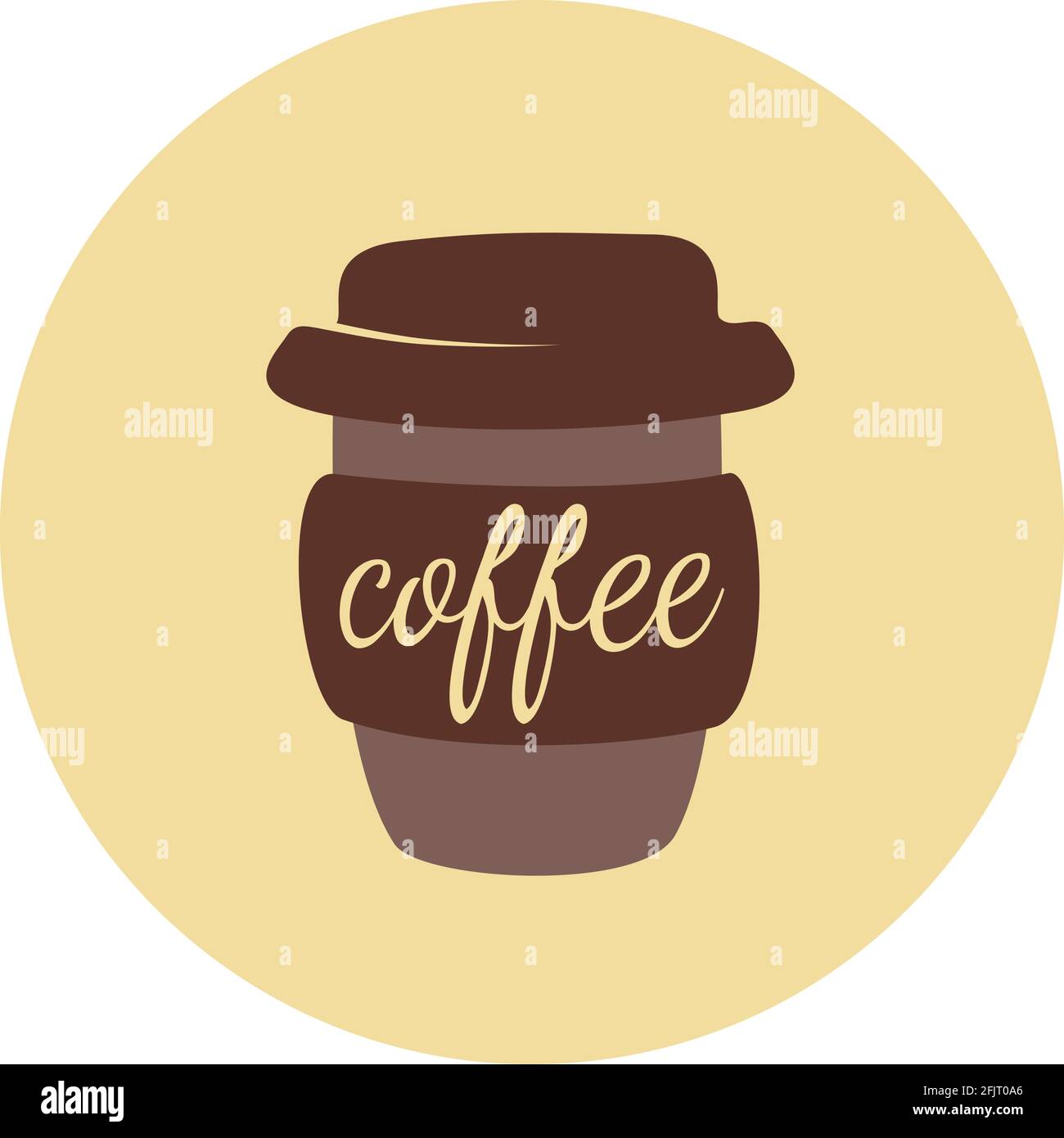 Kaffee zu gehen Tasse Vektor Illustration. Make away Cover in warmen Farben für Social Media. Stock Vektor