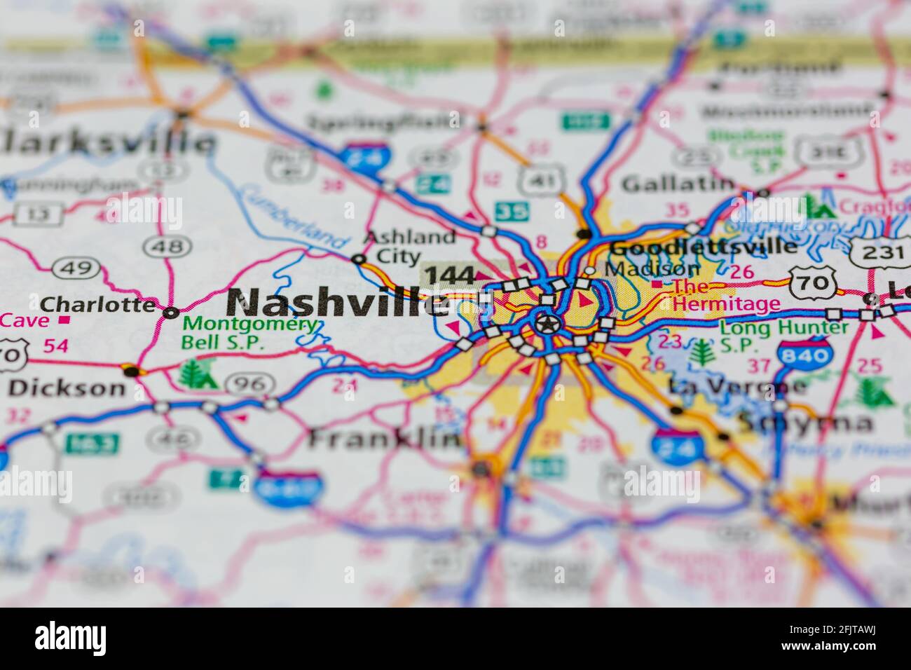 Map Of Nashville Tennessee Area Nashville Tennessee Usa Und Umgebung Auf Einer Straße Dargestellt Karte  Oder Geografie-Karte Stockfotografie - Alamy