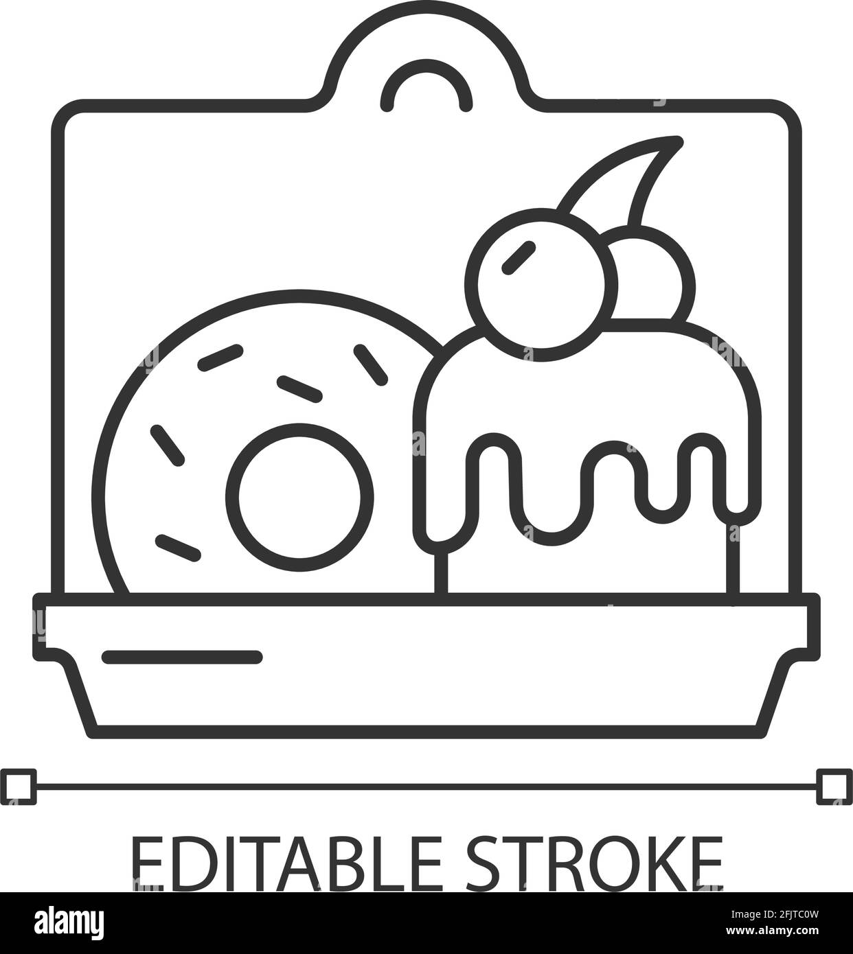 Kuchen und Desserts – lineares Symbol zum Mitnehmen Stock Vektor