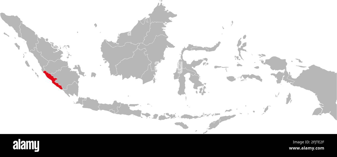 Provinz Bengkulu isoliert auf indonesienkarte. Grauer Hintergrund. Geschäftskonzepte und -Hintergründe. Stock Vektor