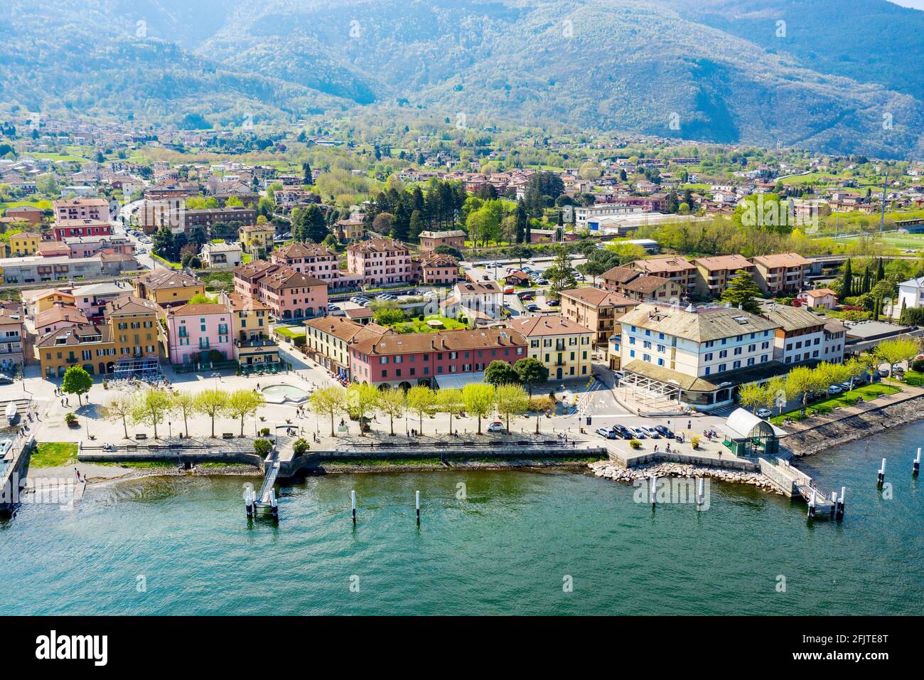 Colico, Como Lake (IT), Luftaufnahme Stockfoto