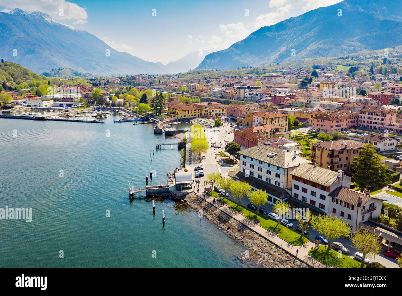 Colico, Como Lake (IT), Luftaufnahme Stockfoto