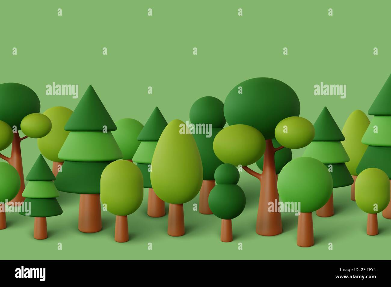 Wald in grünem Hintergrund. Vektorgrafik Stock Vektor