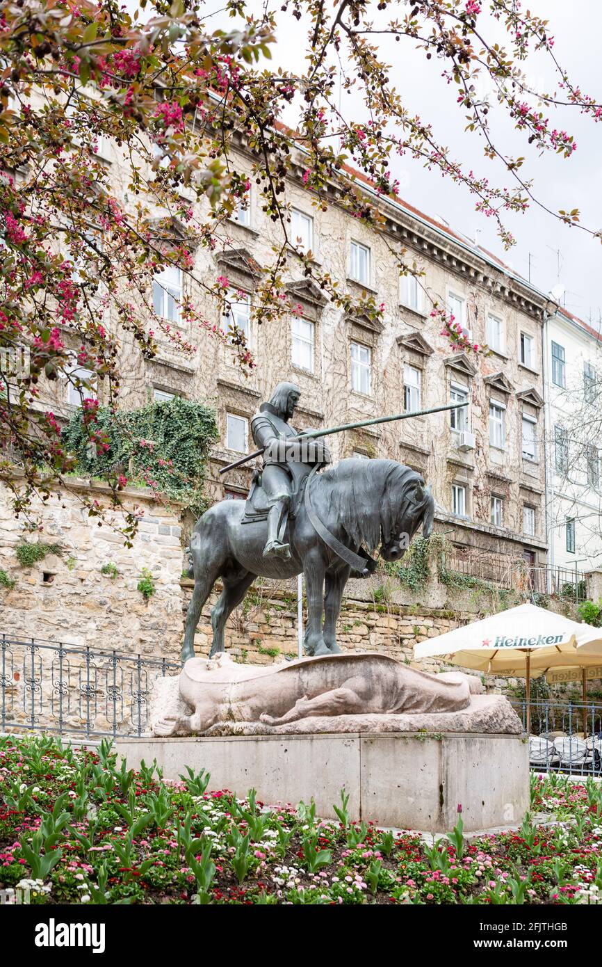 St. George schlägt die Drachenstatue, Zagreb, Kroatien Stockfoto