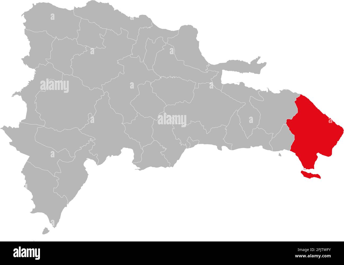 La altagracia Provinzen isolierte dominikanische republik Karte. Grauer Hintergrund. Geschäftskonzepte und -Hintergründe. Stock Vektor