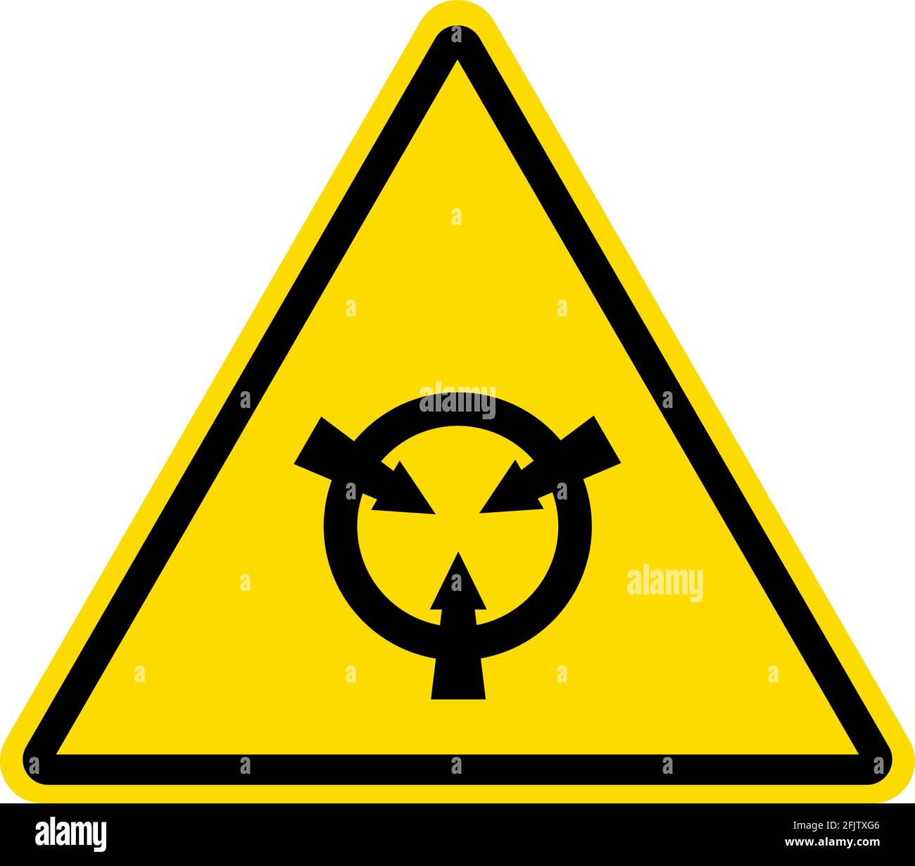 Warnschild elektrostatisch empfindliches Gerät.Gelber Dreieckhintergrund. Sicherheitsschilder und -Symbole. Stock Vektor