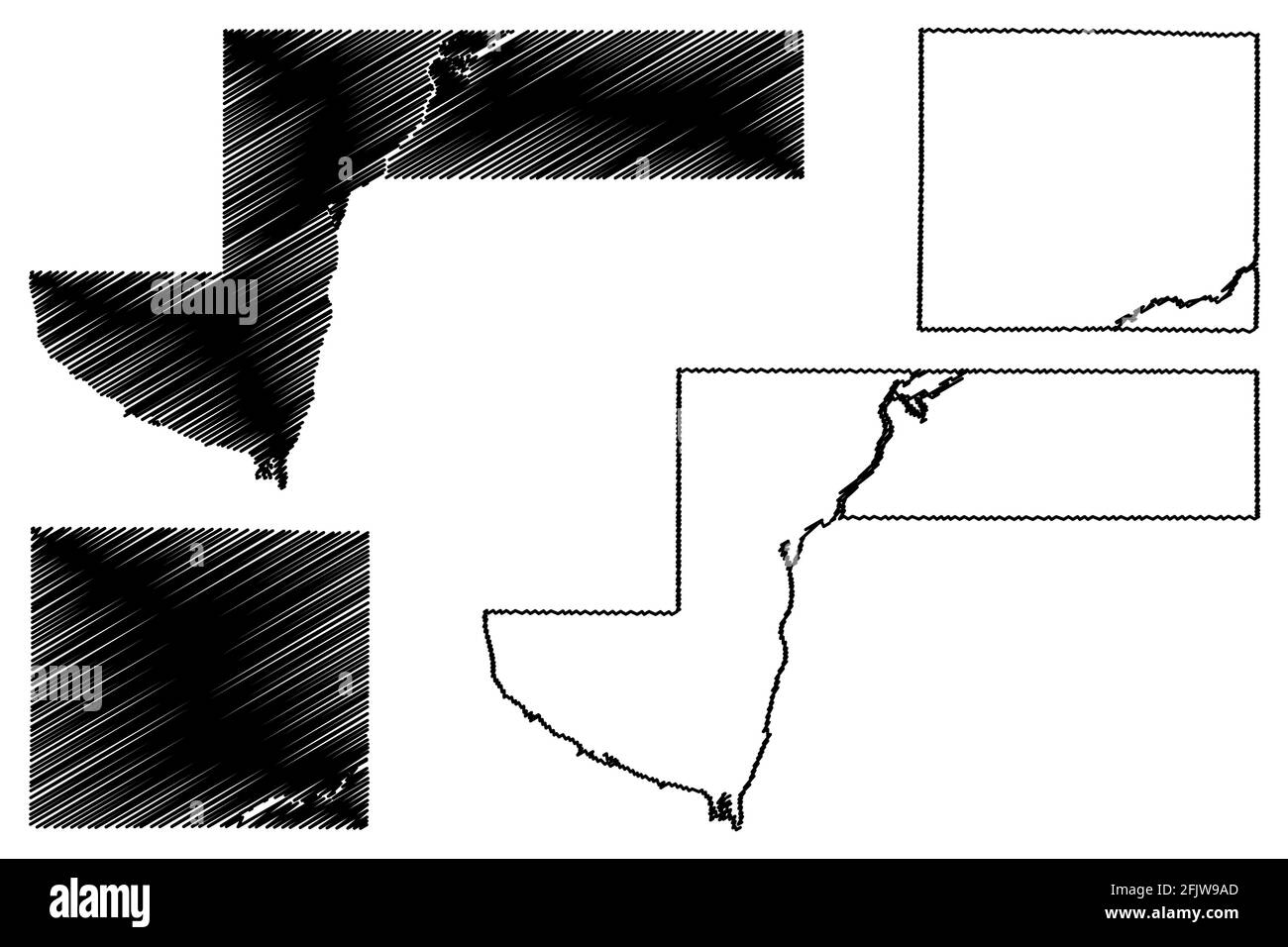 Pepin und Outagamie County, State of Wisconsin (US County, United States of America, US) Kartenvektordarstellung, Skizzenkarte Stock Vektor