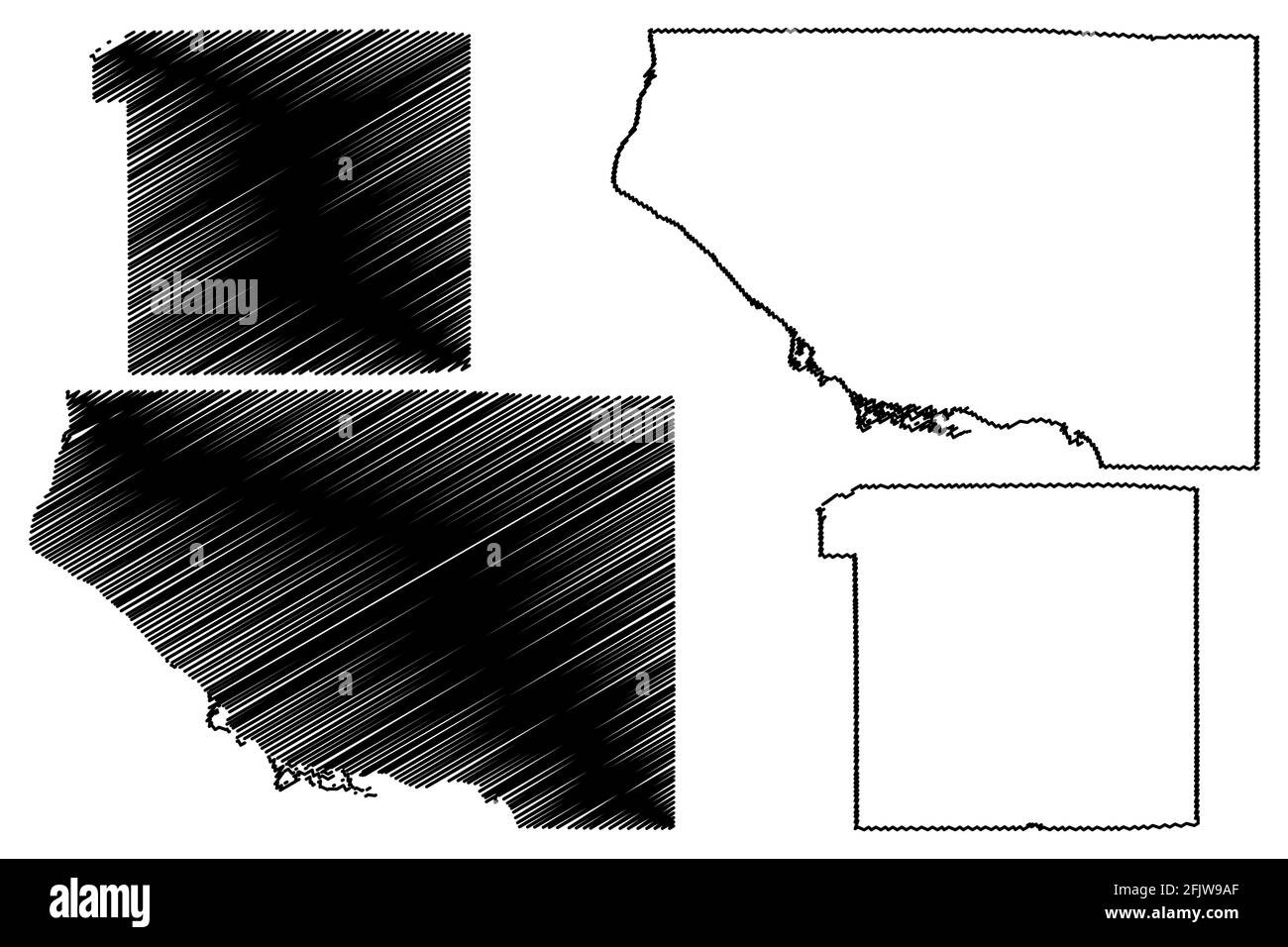 Pierce und Monroe County, State of Wisconsin (US County, United States of America, US) Karte Vektorgrafik, Skizze Skizze Karte Stock Vektor