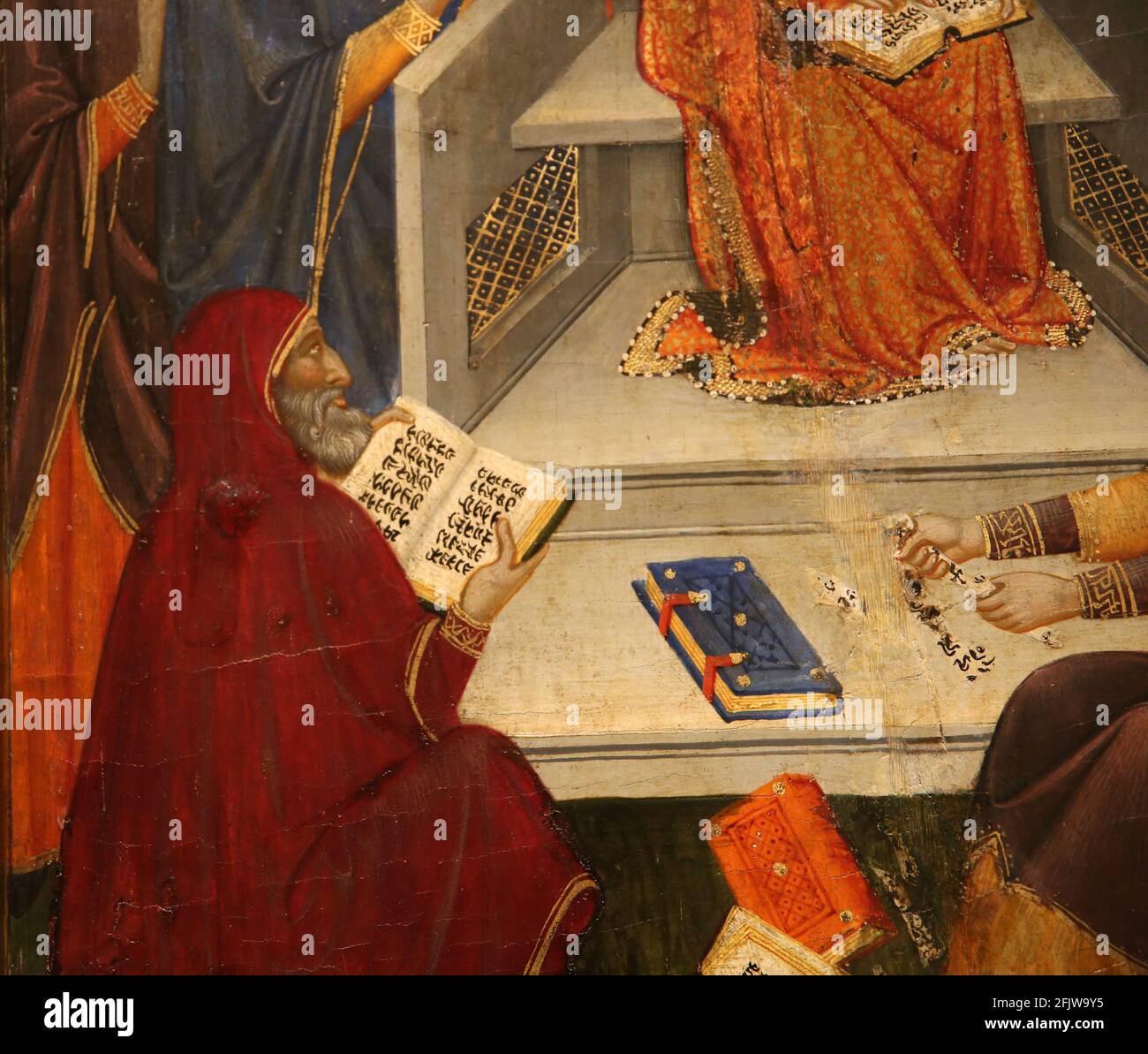 Altarbild der Jungfrau. 1367-8, von Jaume Serra. Kloster St. Maria de Sigena, Spanien. Nationales Kunstmuseum von Katalonien. Barcelona, Spanien. Stockfoto
