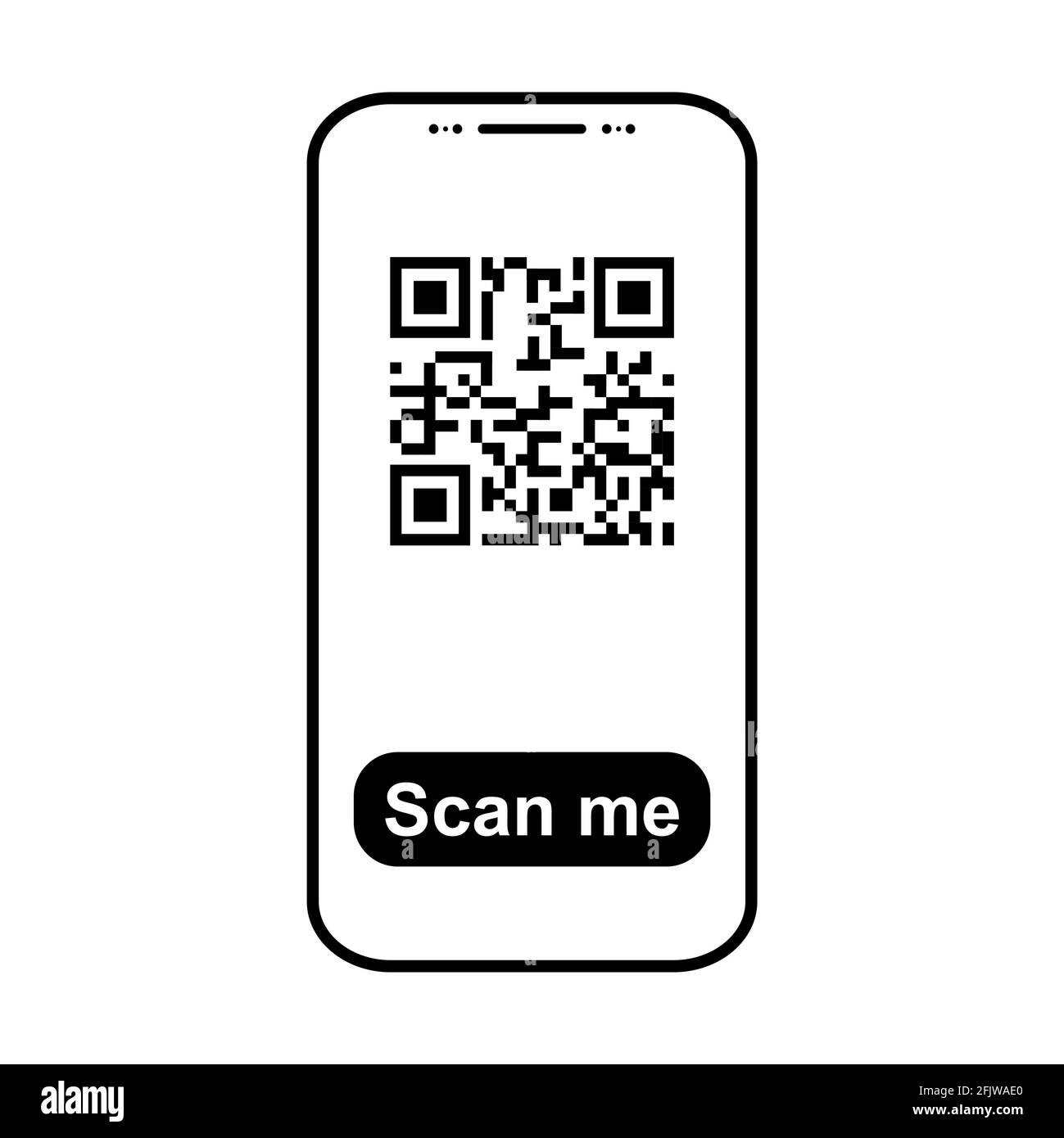 Mobil Scan Flat-Symbol auf weißem Hintergrund isoliert. QR Code Reader Vektor Illustration . Stock Vektor