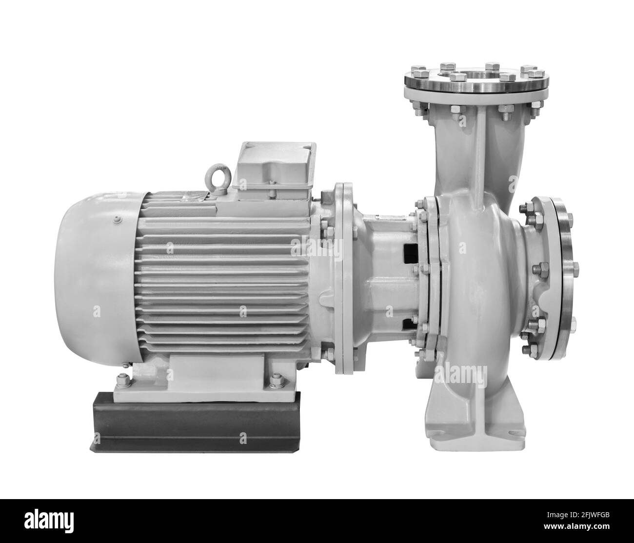Industrielle Hochdruck-Wasserpumpe mit elektrischem Motorantrieb isoliert  auf weißem Hintergrund Stockfotografie - Alamy