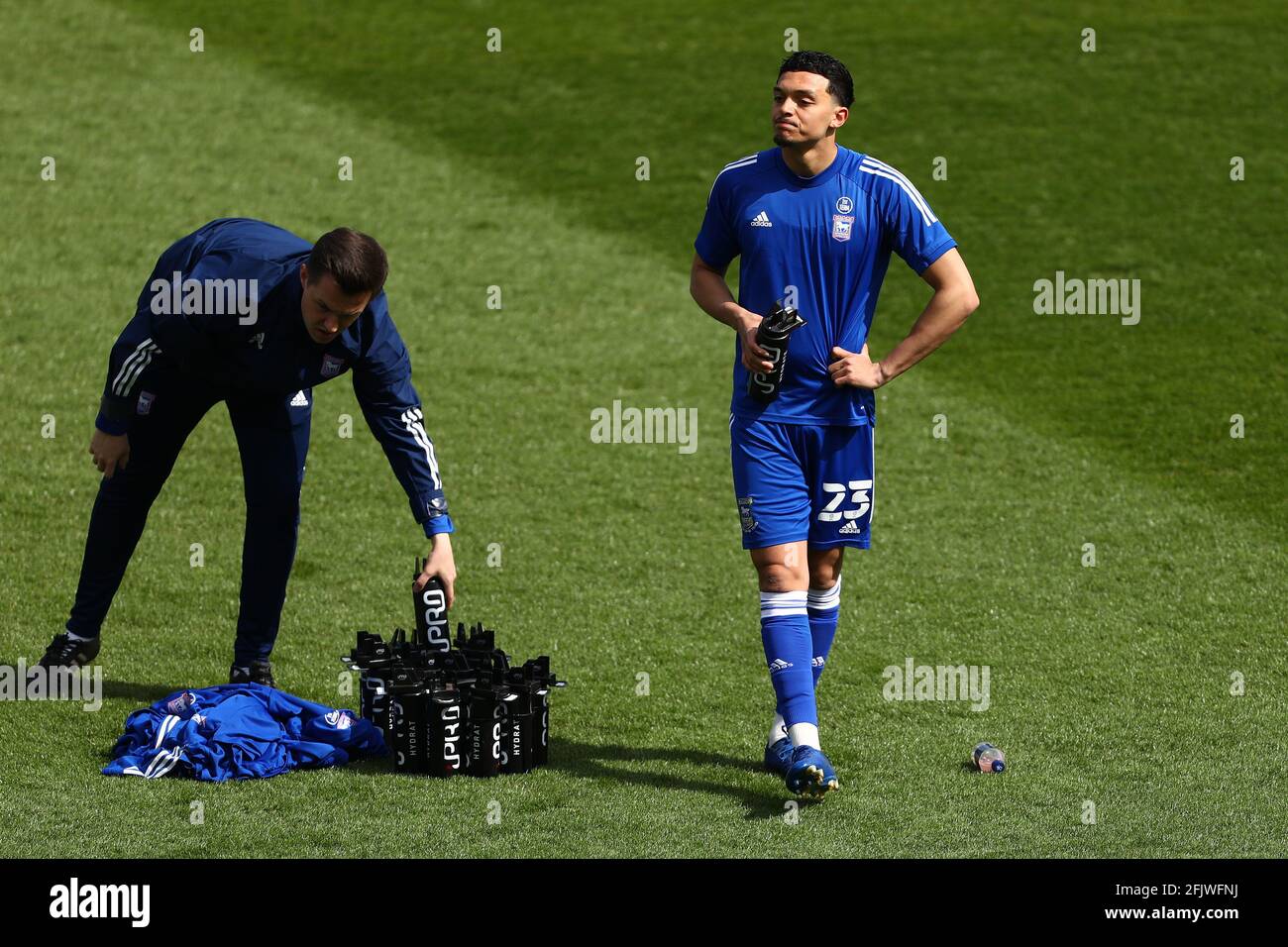 Andre Dozzell aus Ipswich Town wird während des Warm Up gesehen - Ipswich Town / AFC Wimbledon, Sky Bet League One, Portman Road, Ipswich, UK - 24. April 2021 nur zur redaktionellen Verwendung - es gelten die Einschränkungen von DataCo Stockfoto