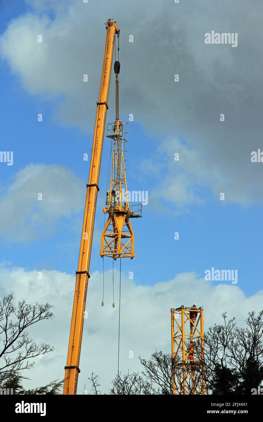 Demontage eines großen Krans Stockfoto