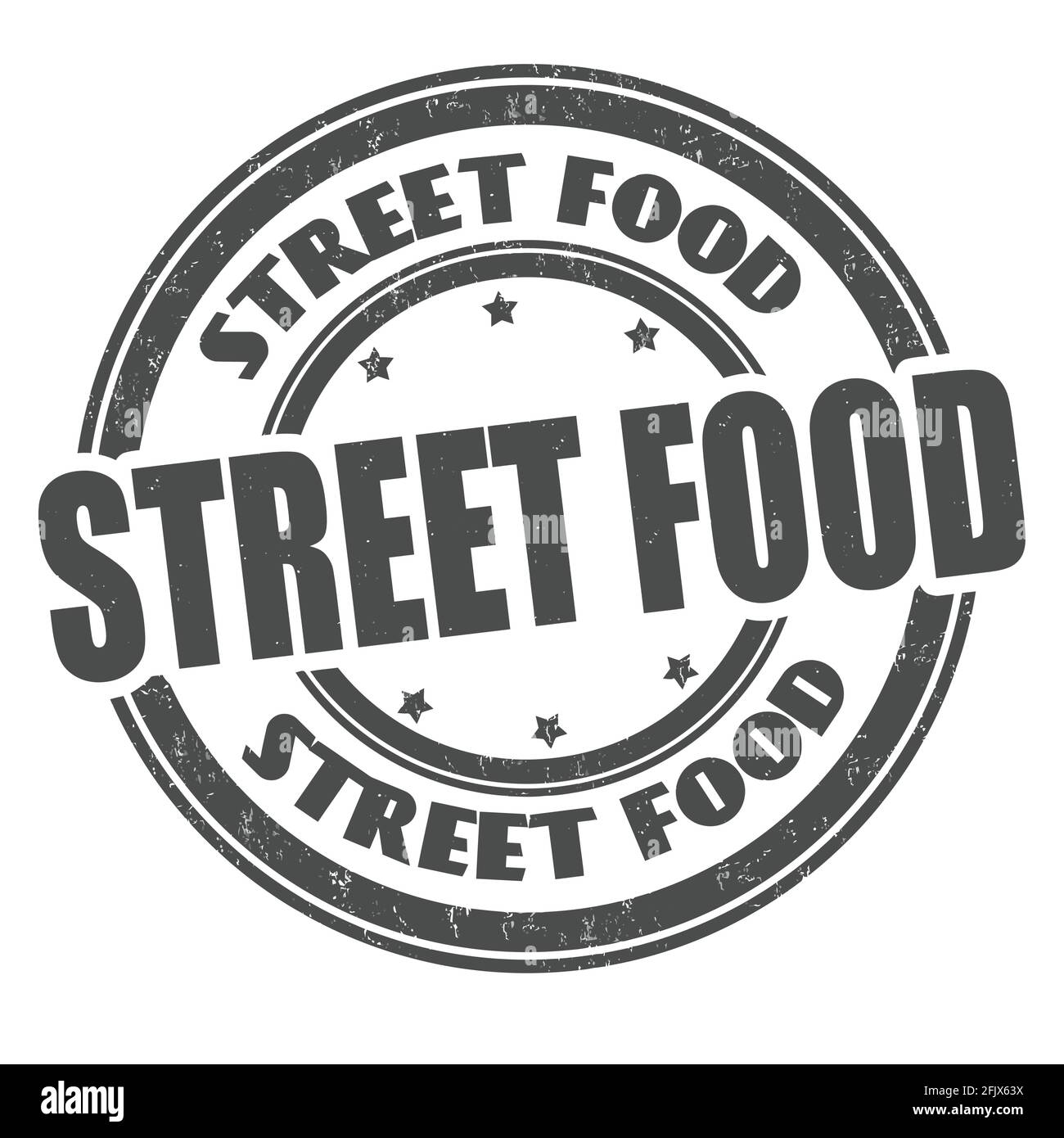 Street Food Grunge Gummistempel auf weißem Hintergrund, Vektorgrafik Stock Vektor