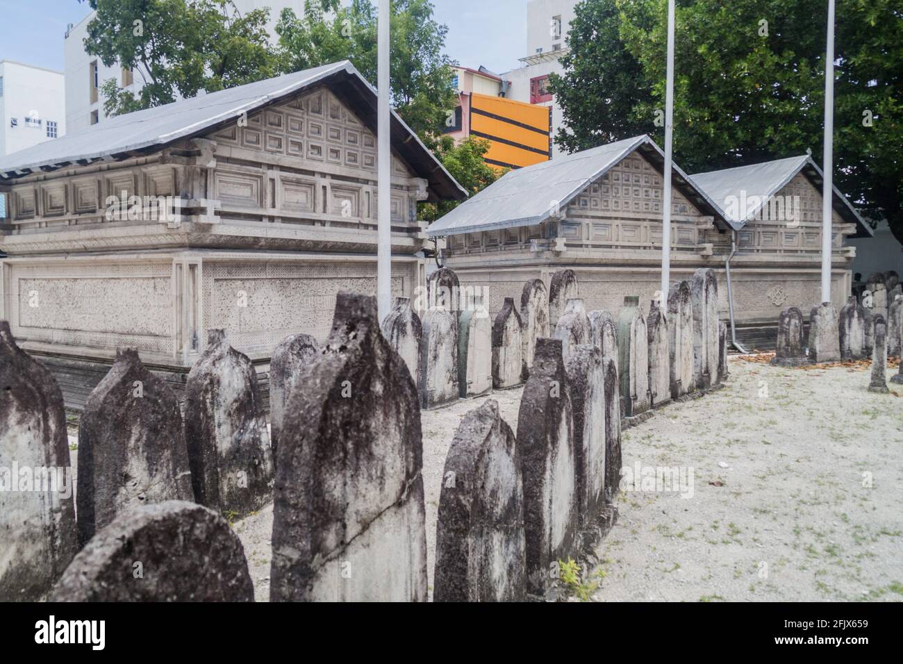 Friedhof der Old Friday Moschee Hukuru Miskiiy in Male, Malediven Stockfoto