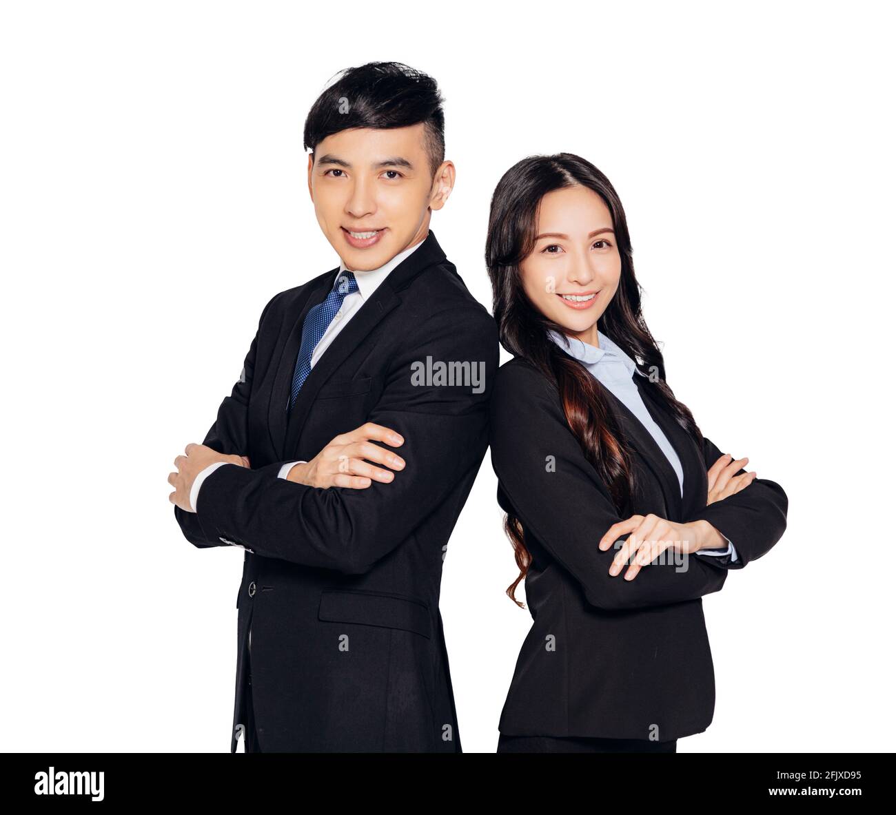 Erfolgreiche asiatische junge Business Mann und Frau Blick auf die Kamera Stockfoto