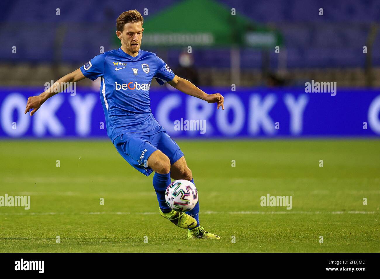 BRUSSEL, BELGIEN - 25. APRIL: Patrik Chrosovsky von KRC Genk während des Final Croky Cup Spiels zwischen Standard Luik und KRC Genk im Koning Boudewijn Stad Stockfoto