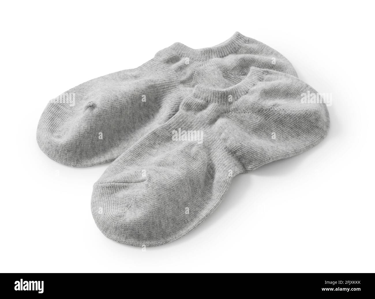 Graue kurze Socken auf weißem Hintergrund Stockfoto