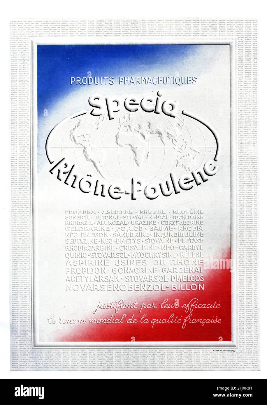 Vintage-französische „Specia Rhône-Poulenc“-Werbung (A3+-Poster, 600 dpi) Stockfoto