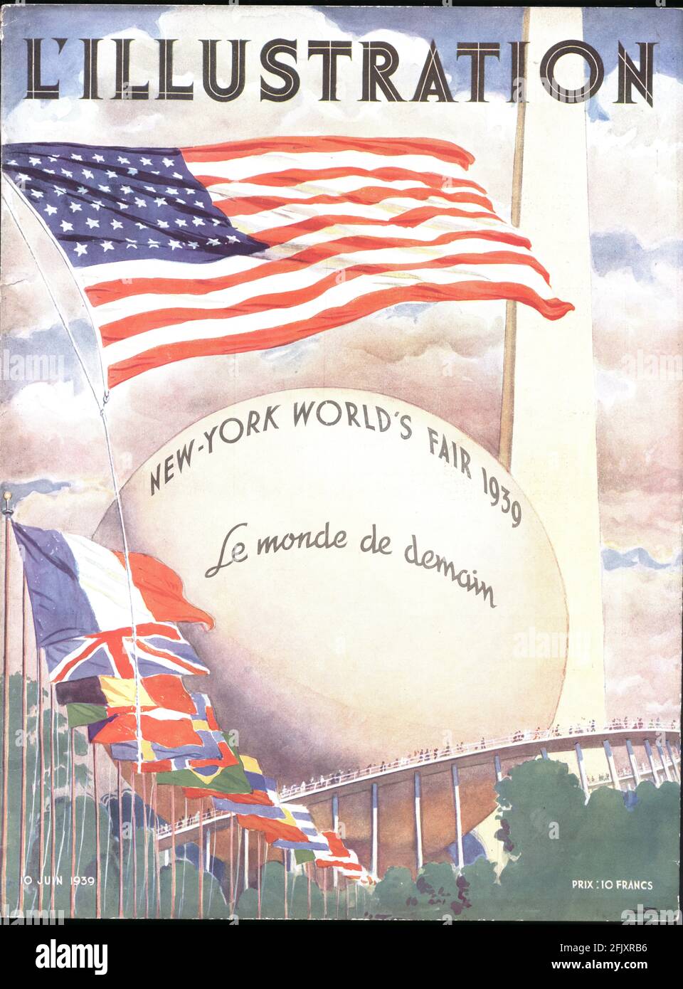 Vintage French Magazine L'Illustration 1939 June Cover Promoting New York International Fair (A3+ Poster Qualität, 600 dpi) Stockfoto