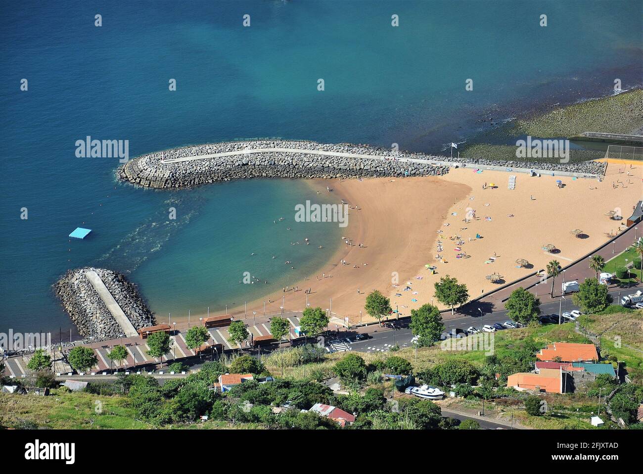 Künstlichen Sandstrand Machico Madeira Portugal Stockfoto