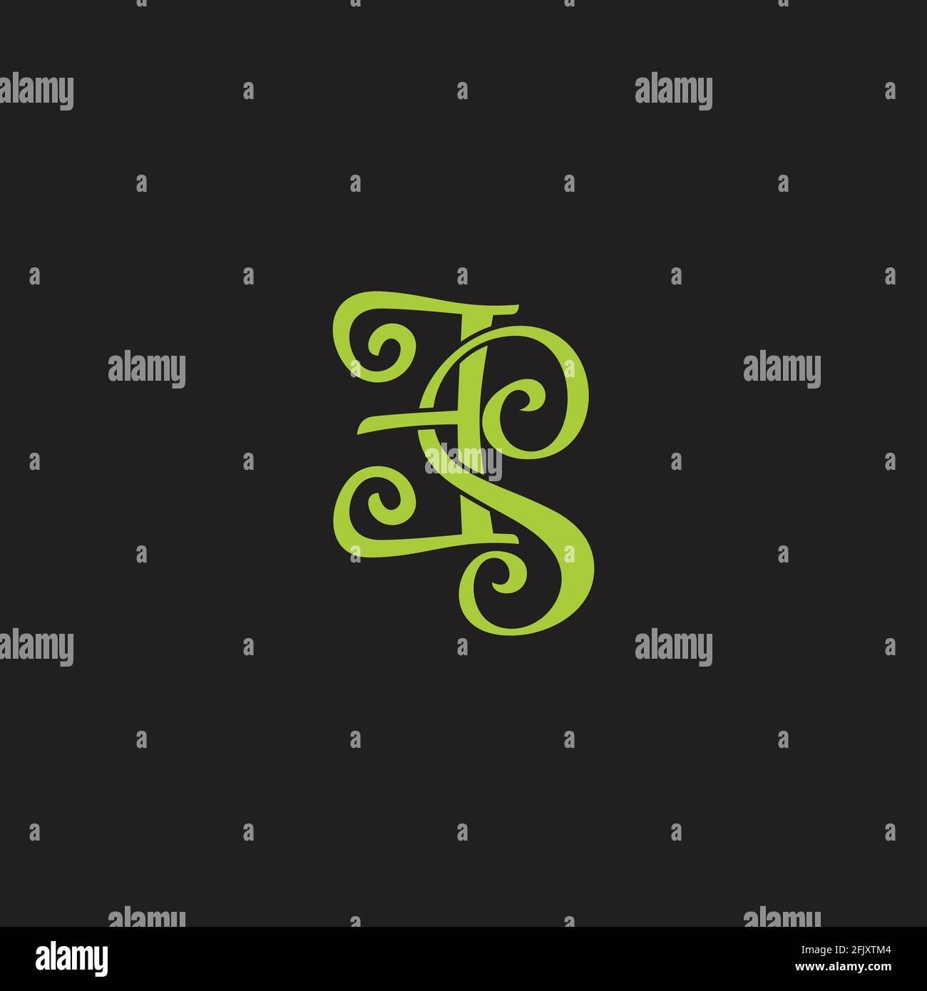 Buchstabe es Kurven grünes Band Logo Vektor Stock Vektor