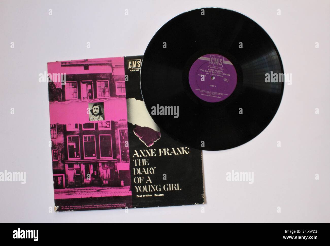 Anne Frank das Tagebuch eines jungen Mädchenalbums auf Vinyl-Schallplatte. Hörbuch, Autobiographie Stockfoto
