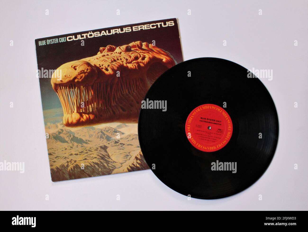 Heavy Metal, Hard Rock und Progressive Rock Künstler, Blue Oyster Cult Musikalbum auf Vinyl LP Disc. Mit Dem Titel: Cultösaurus Erectus Stockfoto