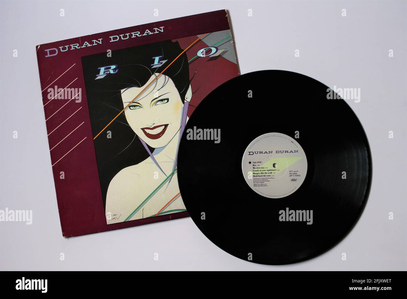 Englische New Wave Rock Band, Duran Duran Musikalbum auf Vinyl LP Disc. Mit Dem Titel: Rio Stockfoto