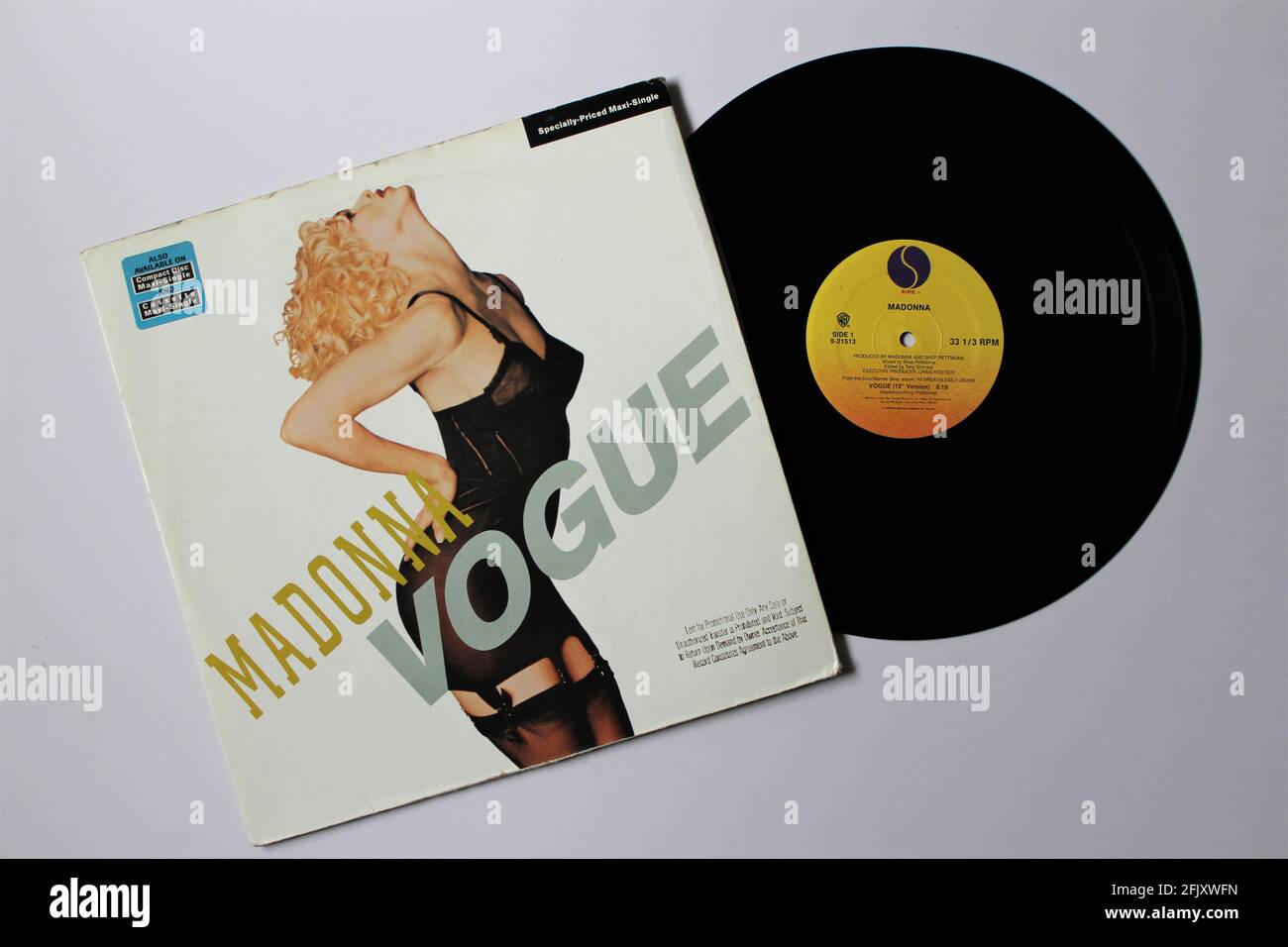House Dance Artist, Madonna Single-Album auf Vinyl-Schallplatte. Titel: Vogue vom Album I'm Breathless Stockfoto