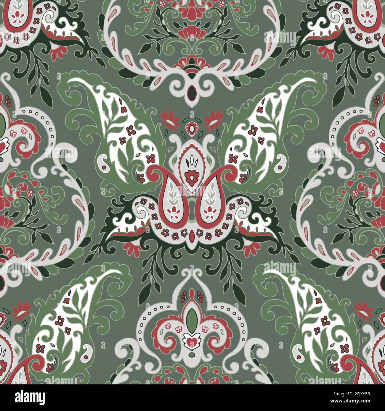 Florale Ornamente mit Blüten- und Blattmuster Stock Vektor