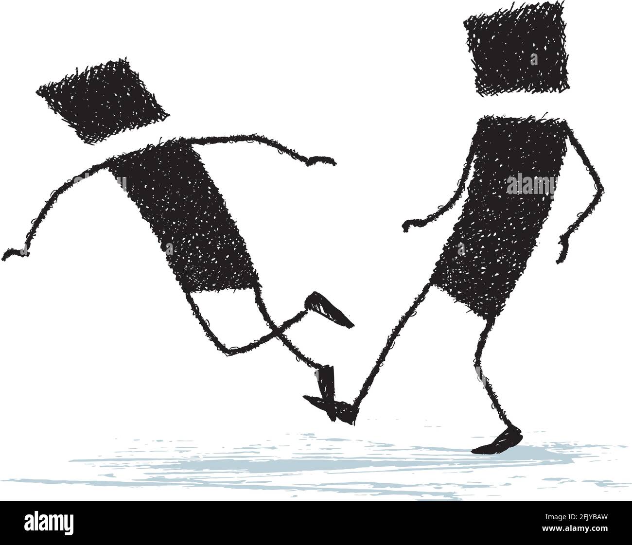 Illustration mit zwei Personen stellt einer seine Reise zum anderen. Stock Vektor