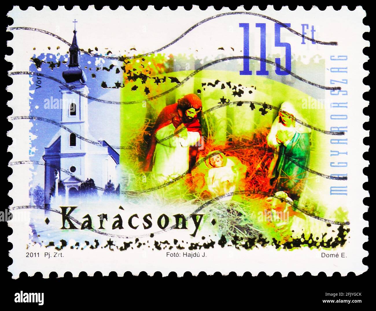 MOSKAU, RUSSLAND - 27. SEPTEMBER 2019: Die in Ungarn gedruckte Briefmarke zeigt Weihnachten 2011, Serie, um 2011 Stockfoto