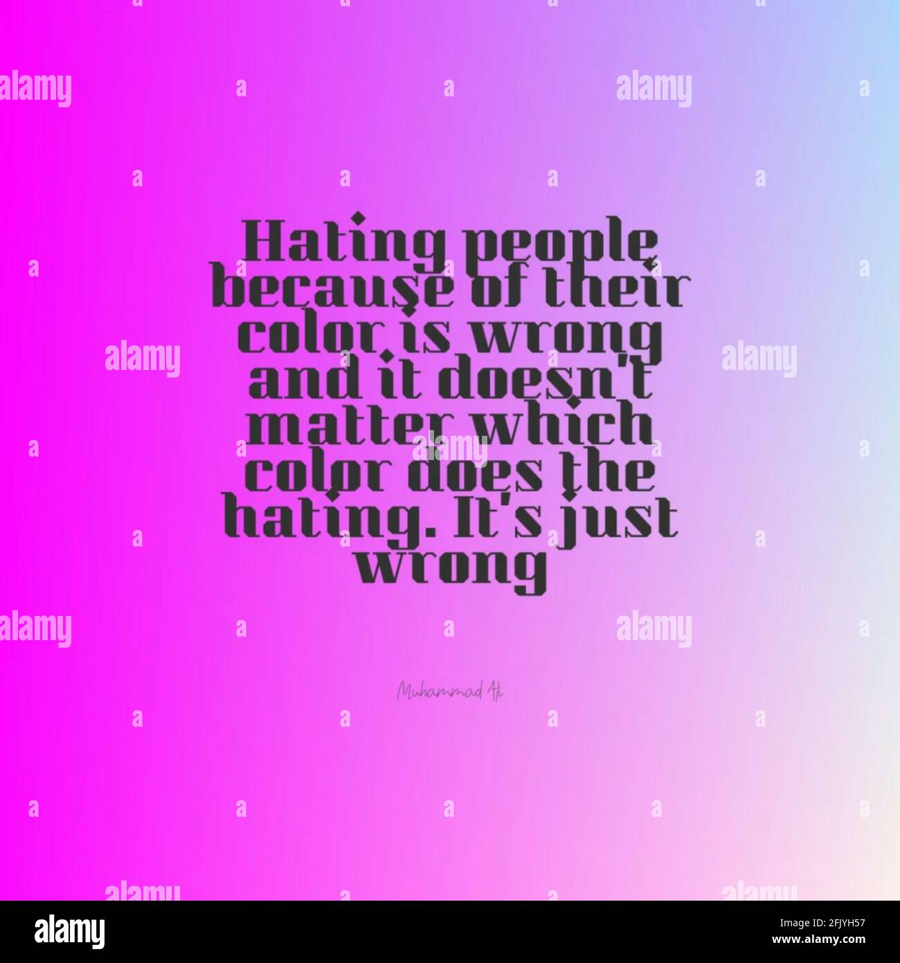 Zitat, warum Diskriminierung aufgrund der Rasse ist Falsch auf einem hellrosa Hintergrund Stockfoto