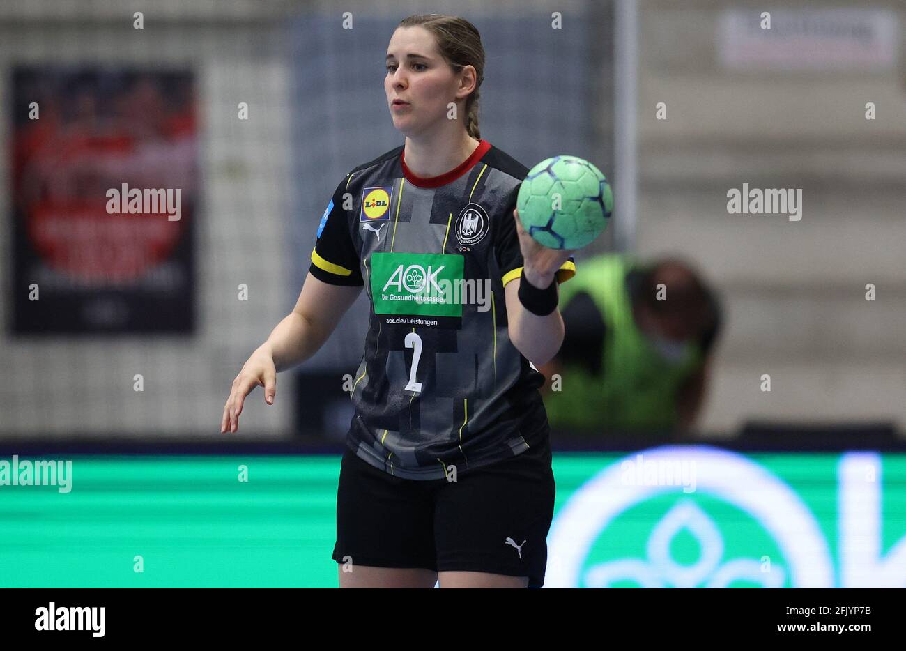 firo: 04/20/2021 Handball: Women Women Women Lv§Nderspiel WM Qualifikation DHB Women National Team Deutschland - Portugal Individual Action, GER, Marlene Zapf weltweit im Einsatz Stockfoto