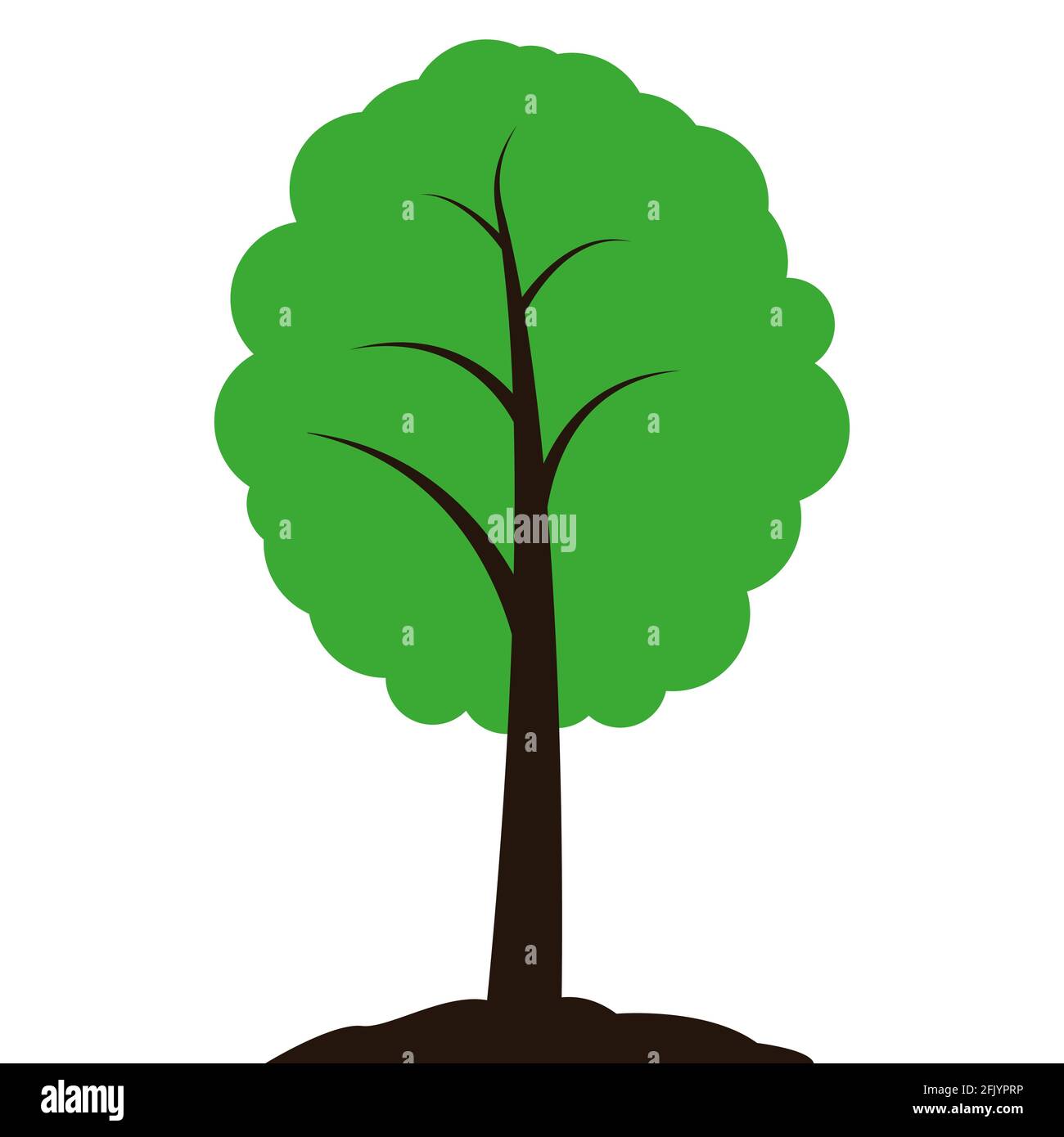 Baum mit Blättern. Vorlage für Logo-Design, Abzeichen, Aufkleber