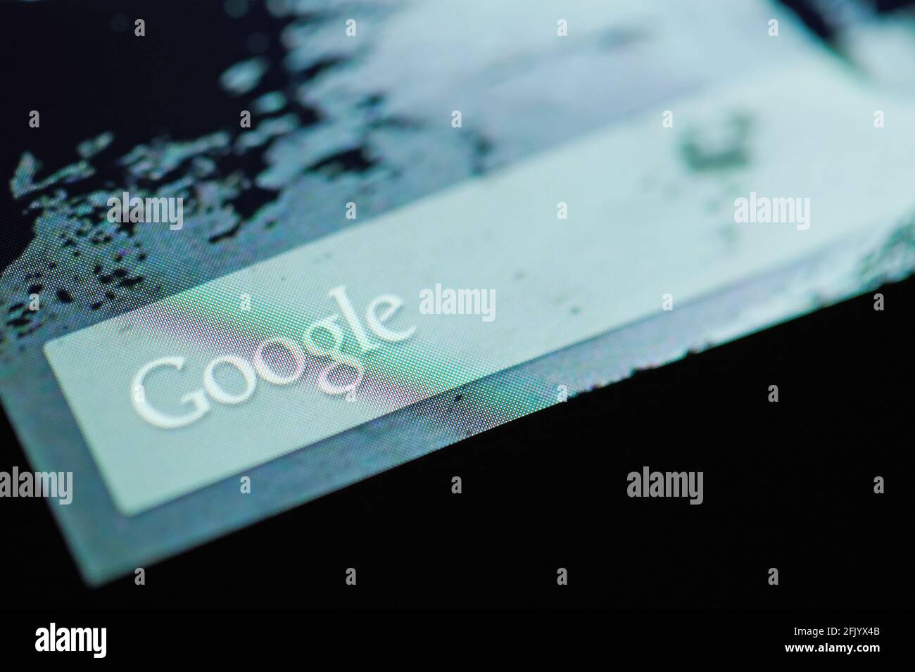 New york, USA - 26. April 2021: Google-Suchleiste auf dem Bildschirm des mobilen Geräts Makro-Nahaufnahme Stockfoto