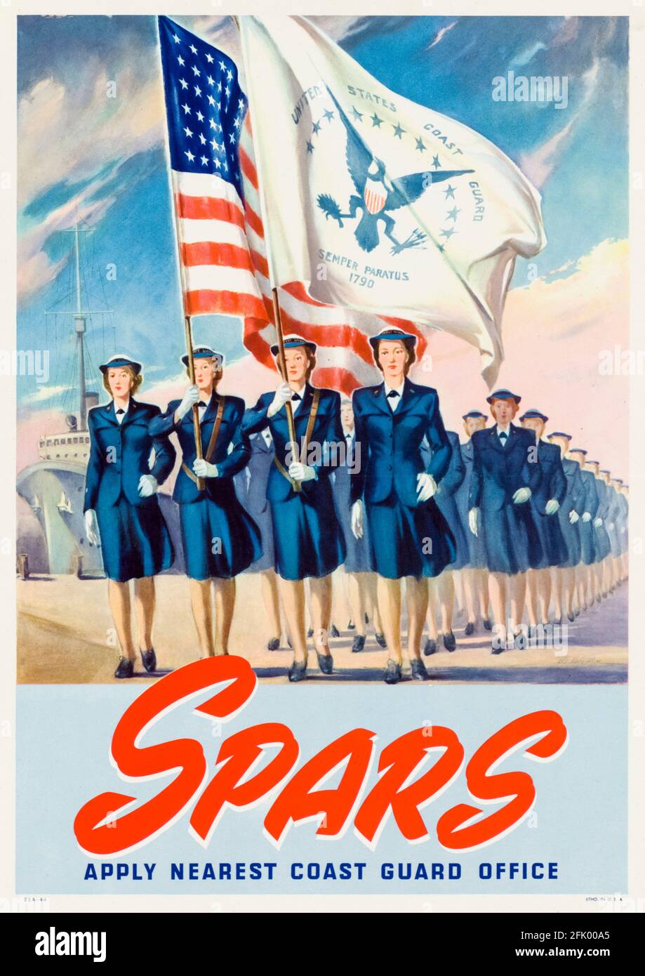 US-Amerikanerin, Plakat zur Rekrutierung von Frauen aus dem 2. Weltkrieg: SPARS, Women's Reserve, US Coast Guard (USCG), 1941-1945 Stockfoto