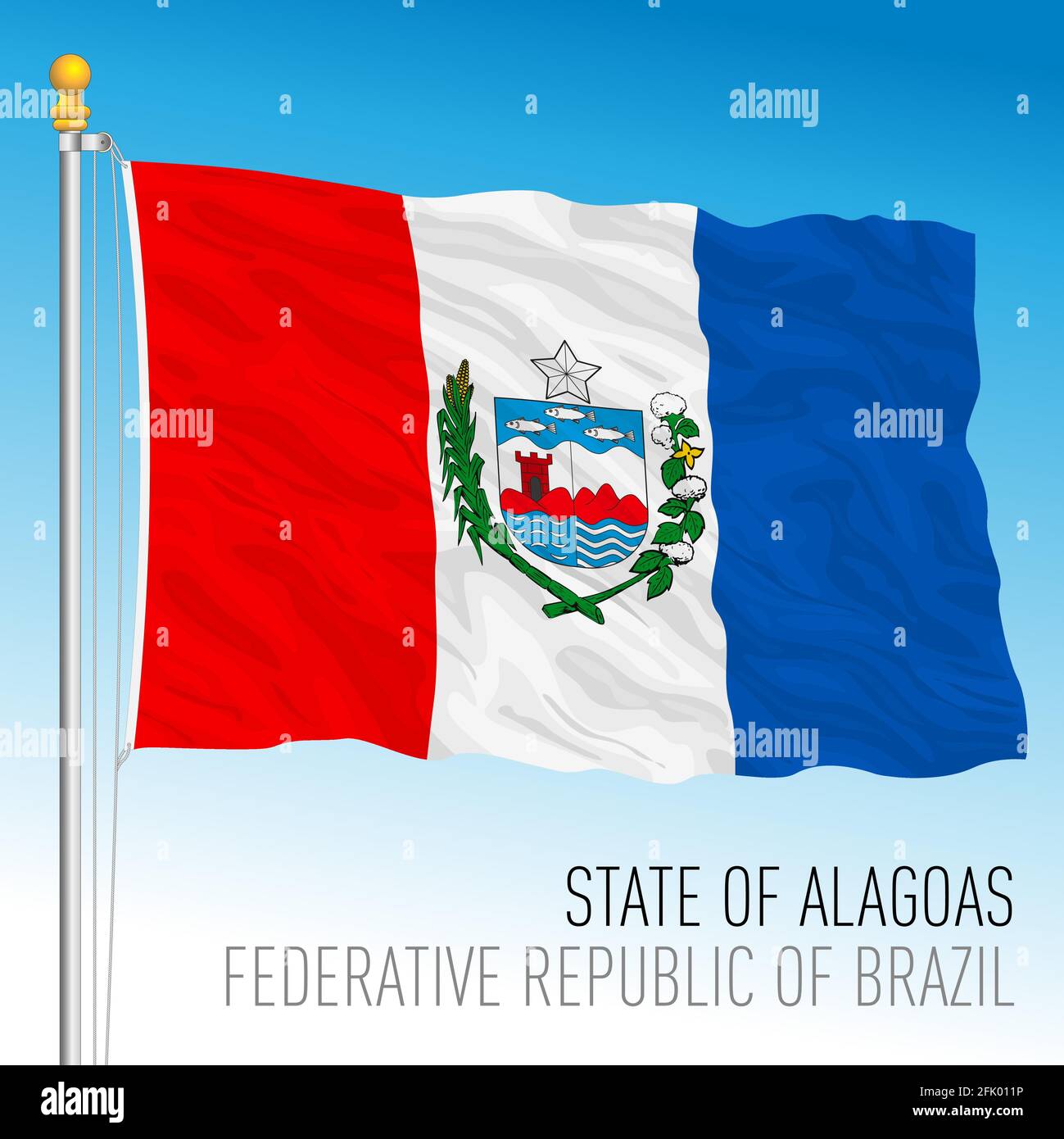 Staat Alagoas, offizielle Regionalflagge, Brasilien, Vektorgrafik Stock Vektor