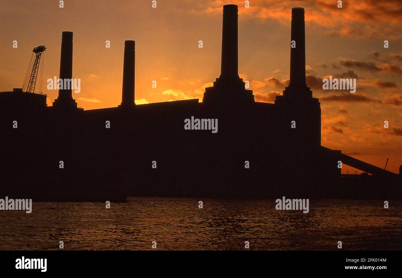 Battersea Power Station Entwicklungsstandort London 1988 Stockfoto