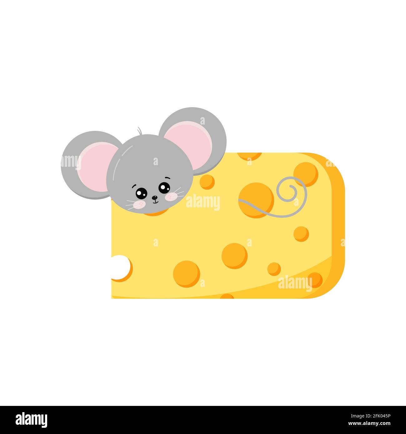Nette Maus schaut aus Loch in Käse Vektor Stock Vektor