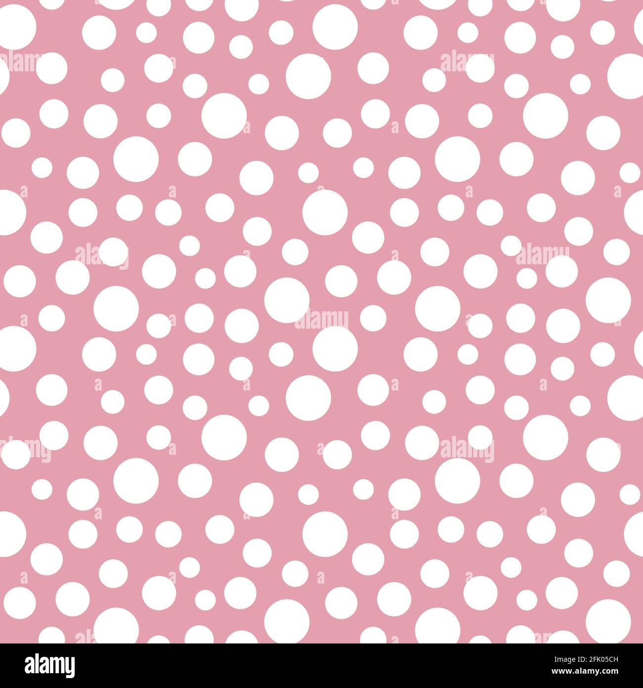 Abstrakt handgezeichneter Polka-Punkt Nahtloses Muster retro weiß Punkt Tracery auf rosa Hintergrund unregelmäßigen Rhythmus und Größe Vektor Illustration Stock Vektor