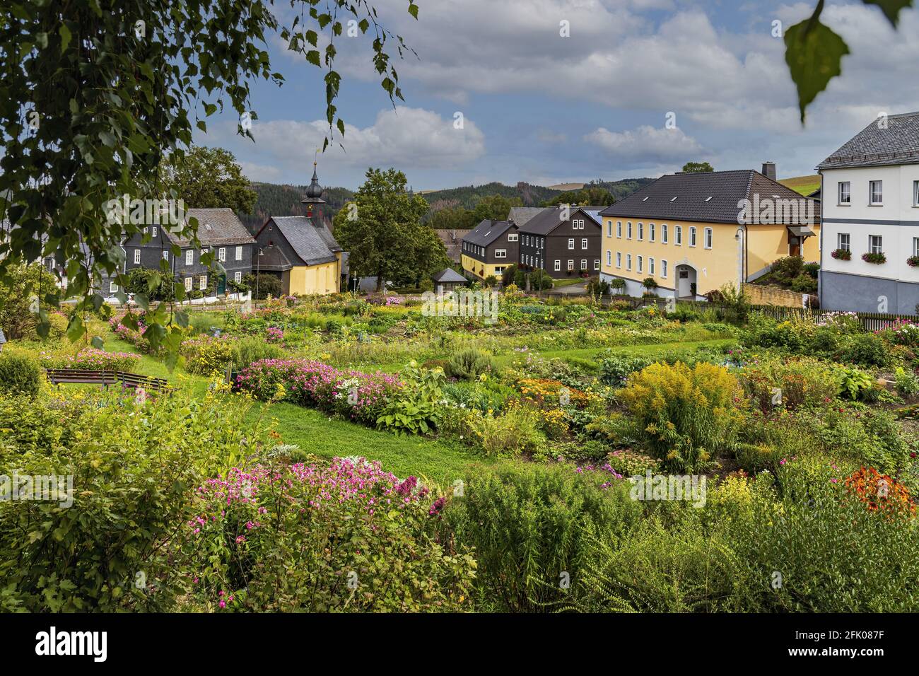 Steinbach an der Haide-Blick über das Dorf nach Norden In Richtung Thüringer Wald Stockfoto