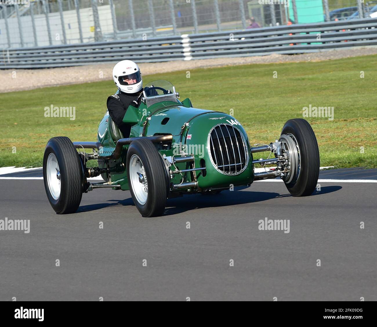 Rennwagen der Jahrgänge, Pre-war und Pre-1961, VSCC, GP Itala Trophy Race Meeting, Silverstone, Northamptonshire, England, 17. April 2021. Stockfoto