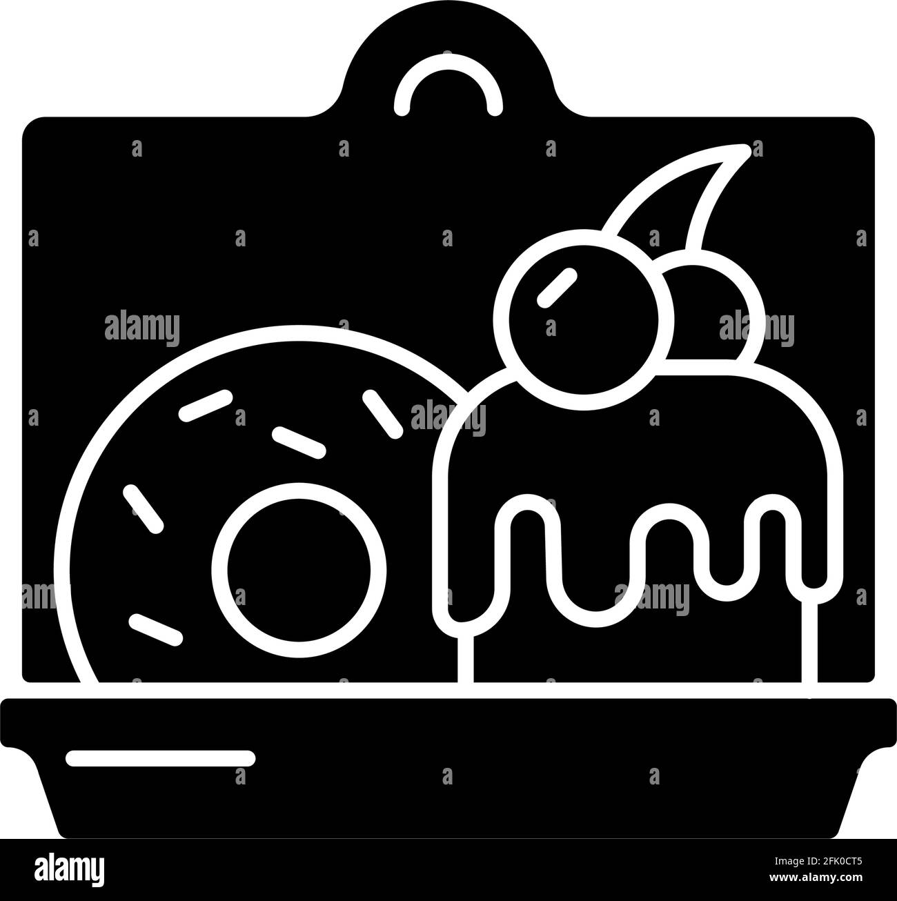 Kuchen und Desserts mit schwarzem Glyphen-Symbol Stock Vektor