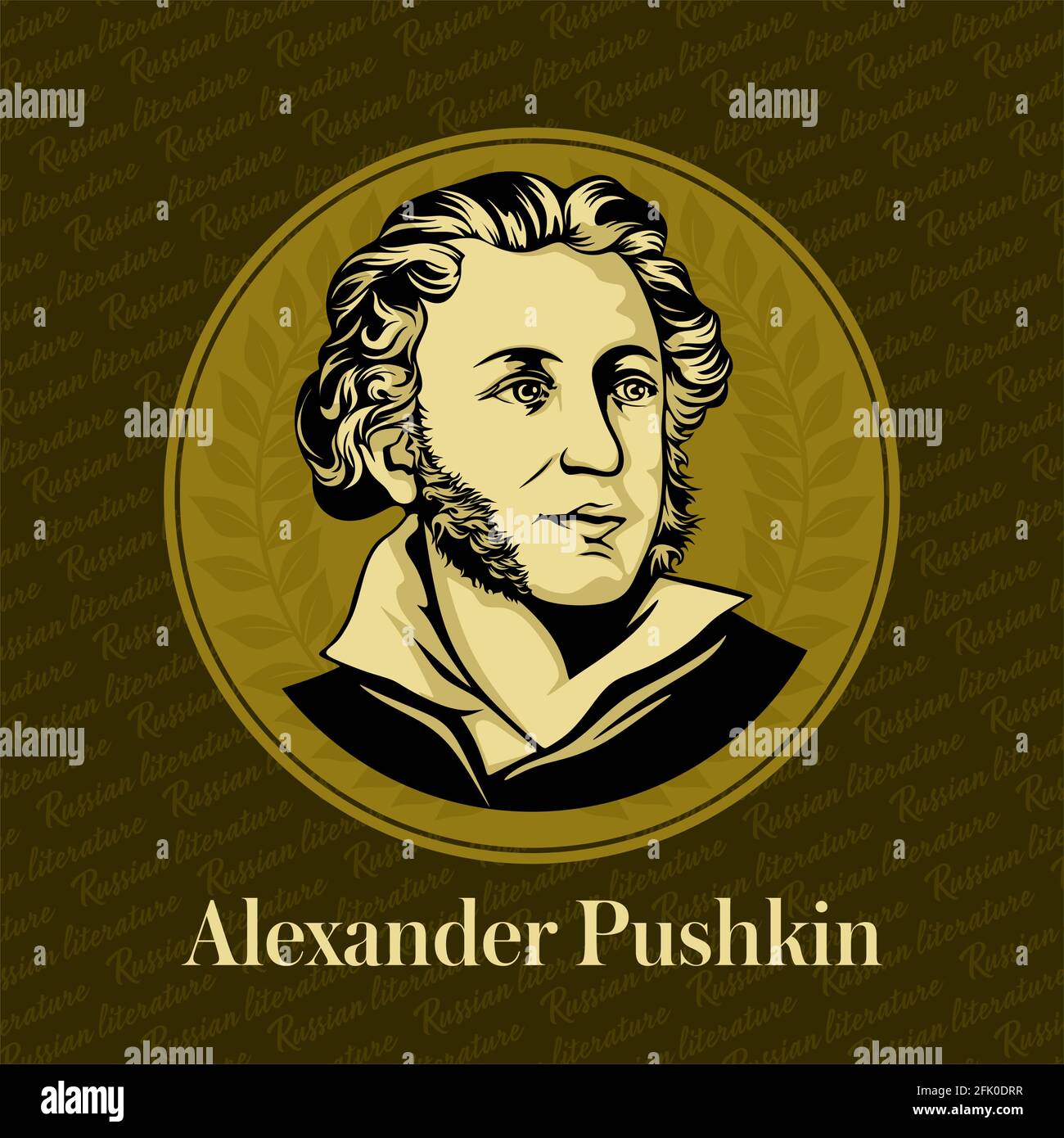 Alexander Sergejewitsch Puschkin (1799-1837) war ein russischer Dichter, Dramatiker und Romantiker. Er wird von vielen als der große angesehen Stock Vektor